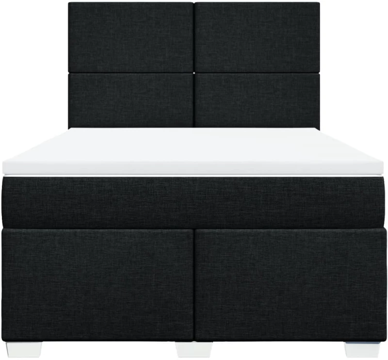 vidaXL Κρεβάτι Boxspring με Στρώμα Μαύρο 140x200 εκ. Υφασμάτινο