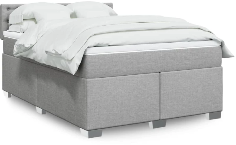 vidaXL Κρεβάτι Boxspring με Στρώμα Ανοιχτό Γκρι 140x200 εκ. Υφασμάτινο