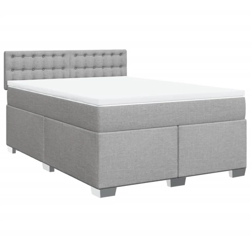 vidaXL Κρεβάτι Boxspring με Στρώμα Ανοιχτό Γκρι 140x200 εκ. Υφασμάτινο