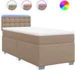 vidaXL Κρεβάτι Boxspring με Στρώμα Καπουτσίνο 100x200εκ.από Συνθ.Δέρμα