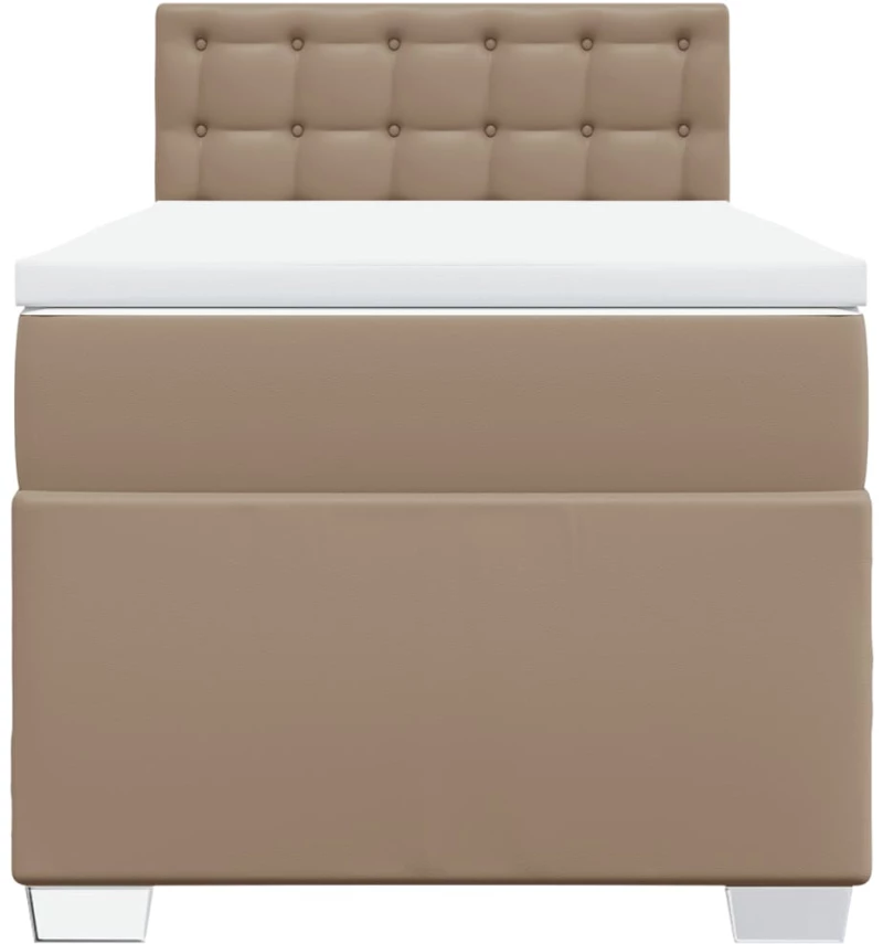 vidaXL Κρεβάτι Boxspring με Στρώμα Καπουτσίνο 100x200εκ.από Συνθ.Δέρμα