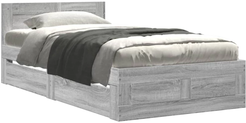 vidaXL Πλαίσιο Κρεβατιού με Κεφαλάρι Γκρι Sonoma 90x200 εκ. Επεξ. Ξύλο