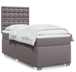 vidaXL Κρεβάτι Boxspring με Στρώμα Γκρι 100x200εκ. από Συνθετικό Δέρμα