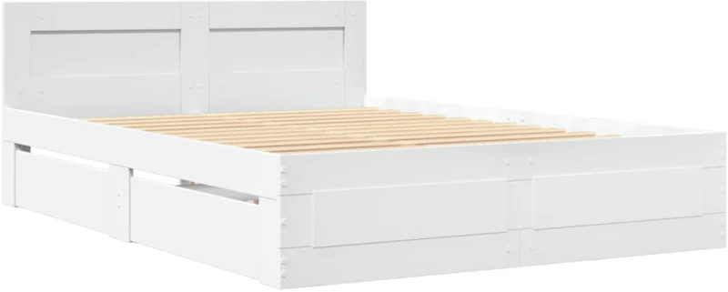 vidaXL Πλαίσιο Κρεβατιού με κεφαλάριου Λευκό 120x190 εκ Επεξεργ. Ξύλο