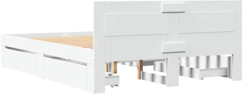 vidaXL Πλαίσιο Κρεβατιού με κεφαλάριου Λευκό 120x190 εκ Επεξεργ. Ξύλο