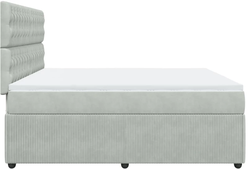 vidaXL Κρεβάτι Boxspring με Στρώμα Ανοιχτό Γκρι 200x200 εκ. Βελούδινο