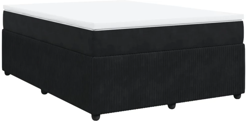 vidaXL Κρεβάτι Boxspring με Στρώμα Μαύρο 160x200 εκ. Βελούδινο