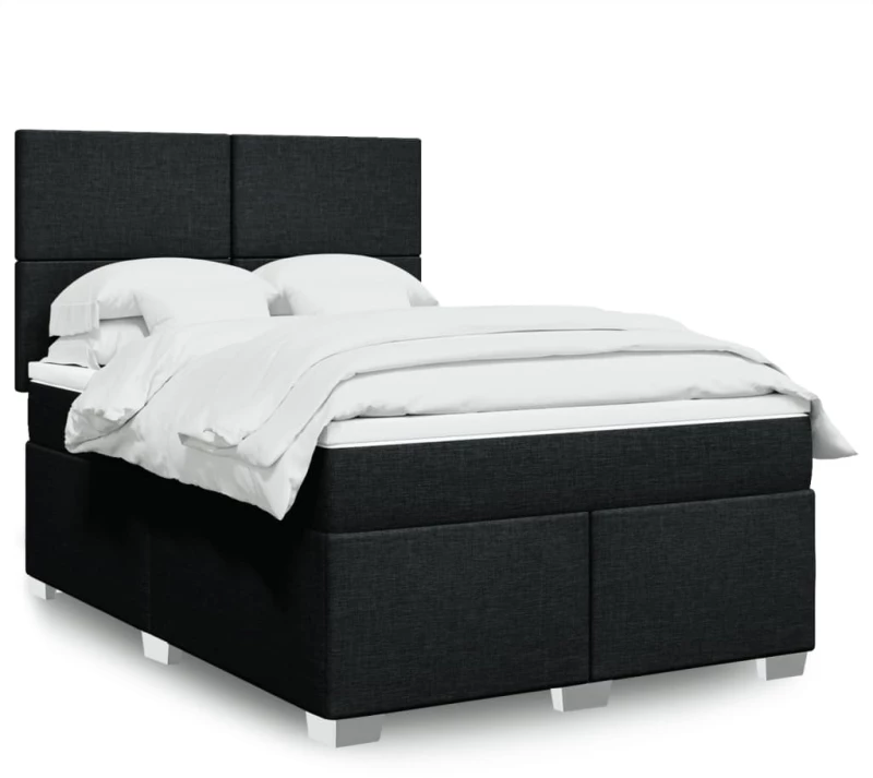 vidaXL Κρεβάτι Boxspring με Στρώμα Μαύρο 160x200 εκ. Υφασμάτινο