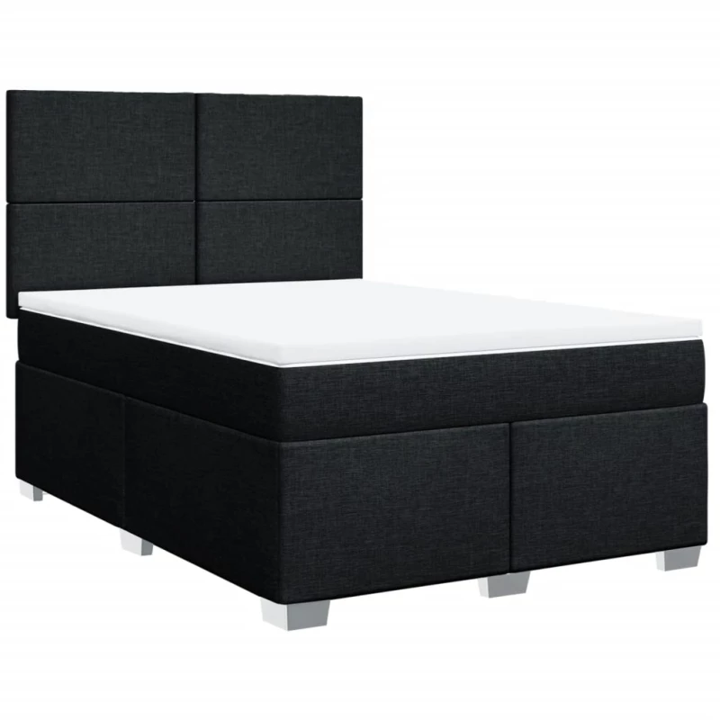 vidaXL Κρεβάτι Boxspring με Στρώμα Μαύρο 160x200 εκ. Υφασμάτινο