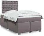 vidaXL Κρεβάτι Boxspring με Στρώμα Γκρι 120x200εκ. από Συνθετικό Δέρμα