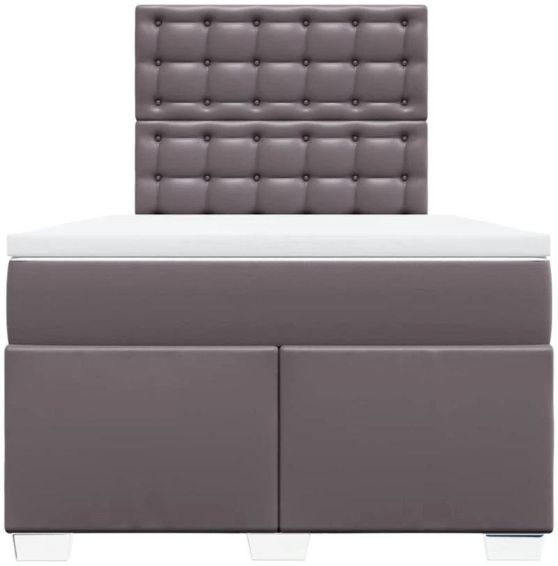 vidaXL Κρεβάτι Boxspring με Στρώμα Γκρι 120x200εκ. από Συνθετικό Δέρμα