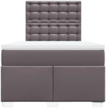 vidaXL Κρεβάτι Boxspring με Στρώμα Γκρι 120x200εκ. από Συνθετικό Δέρμα