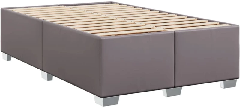 vidaXL Κρεβάτι Boxspring με Στρώμα Γκρι 120x200εκ. από Συνθετικό Δέρμα