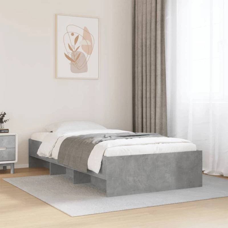 vidaXL Πλαίσιο Κρεβατιού Γκρι Σκυροδέματος 75 x 190 εκ. Επεξεργ. Ξύλο