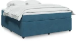 vidaXL Κρεβάτι Boxspring με Στρώμα Σκούρο Μπλε 180x200 εκ. Βελούδινο