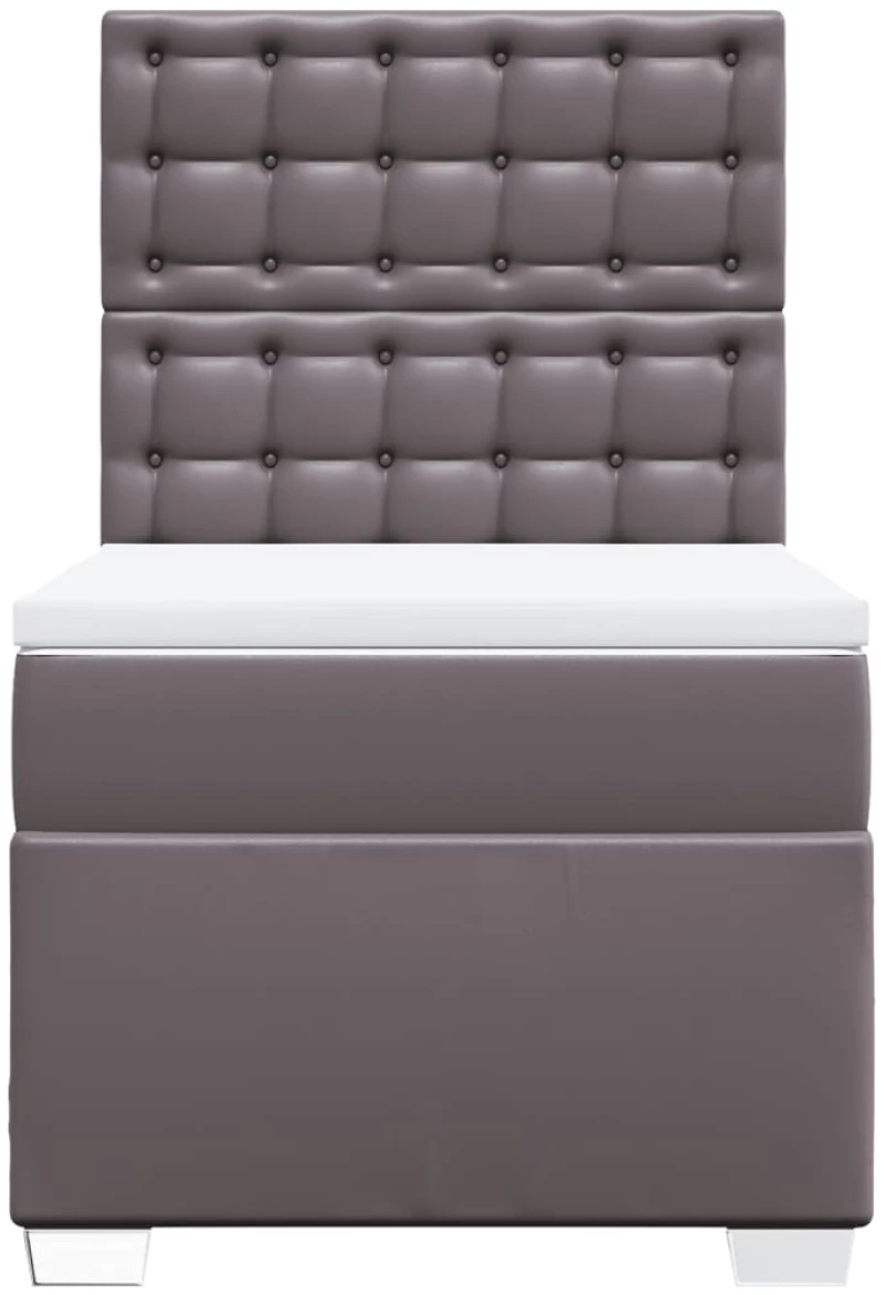 vidaXL Κρεβάτι Boxspring με Στρώμα Γκρι 90x190 εκ. από Συνθετικό Δέρμα