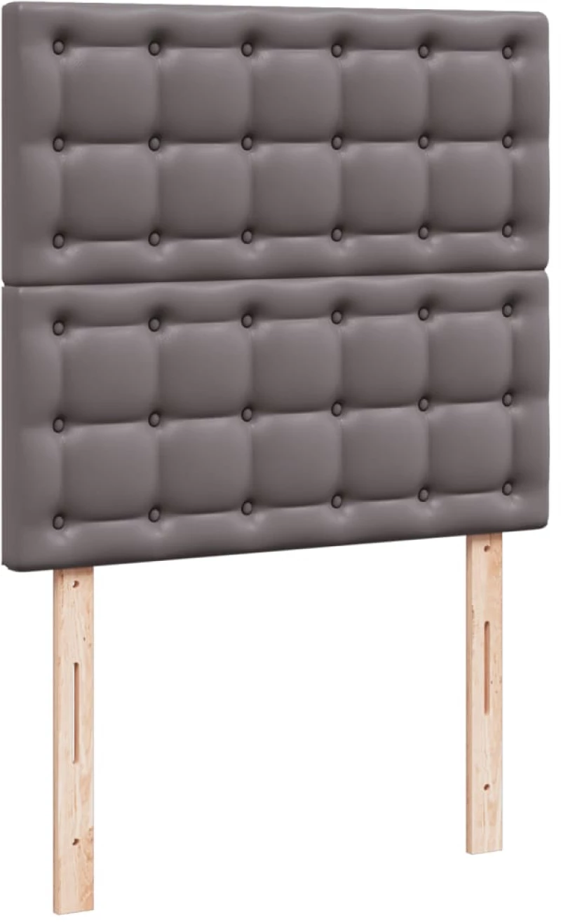 vidaXL Κρεβάτι Boxspring με Στρώμα Γκρι 90x190 εκ. από Συνθετικό Δέρμα