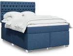 vidaXL Κρεβάτι Boxspring με Στρώμα Μπλε 160x200 εκ. Υφασμάτινο