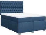vidaXL Κρεβάτι Boxspring με Στρώμα Μπλε 160x200 εκ. Υφασμάτινο