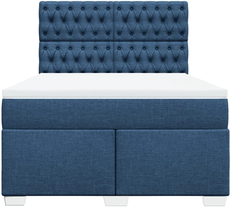 vidaXL Κρεβάτι Boxspring με Στρώμα Μπλε 160x200 εκ. Υφασμάτινο