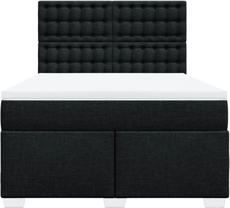 vidaXL Κρεβάτι Boxspring με Στρώμα Μαύρο 140x200 εκ. Υφασμάτινο