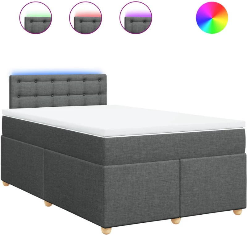 vidaXL Κρεβάτι Boxspring με Στρώμα Σκούρο Γκρι 120x200 εκ. Υφασμάτινο