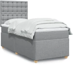 vidaXL Κρεβάτι Boxspring με Στρώμα Ανοιχτό Γκρι 100x200 εκ. Υφασμάτινο