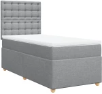 vidaXL Κρεβάτι Boxspring με Στρώμα Ανοιχτό Γκρι 100x200 εκ. Υφασμάτινο