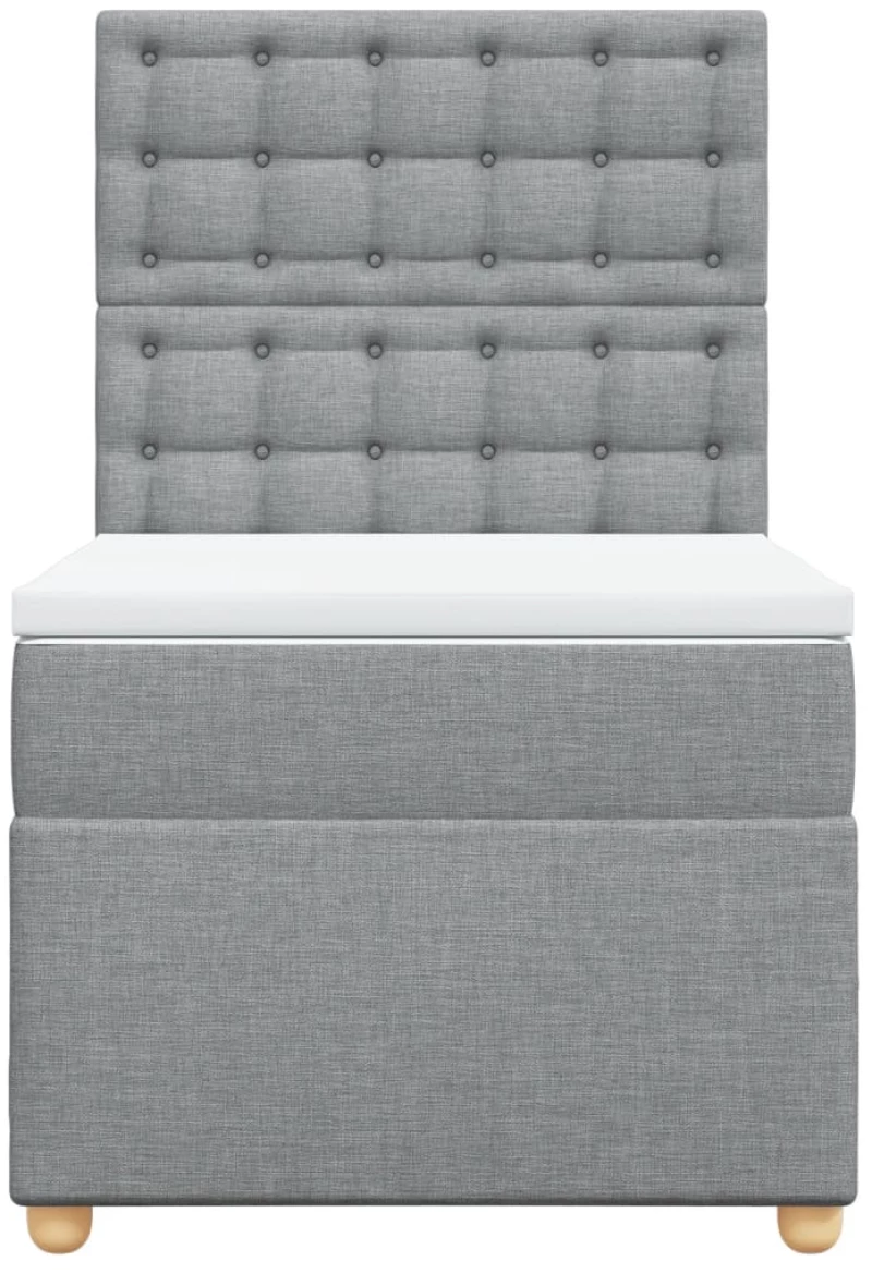 vidaXL Κρεβάτι Boxspring με Στρώμα Ανοιχτό Γκρι 100x200 εκ. Υφασμάτινο