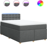 vidaXL Κρεβάτι Boxspring με Στρώμα Σκούρο Γκρι 120x190 εκ Υφασμάτινο