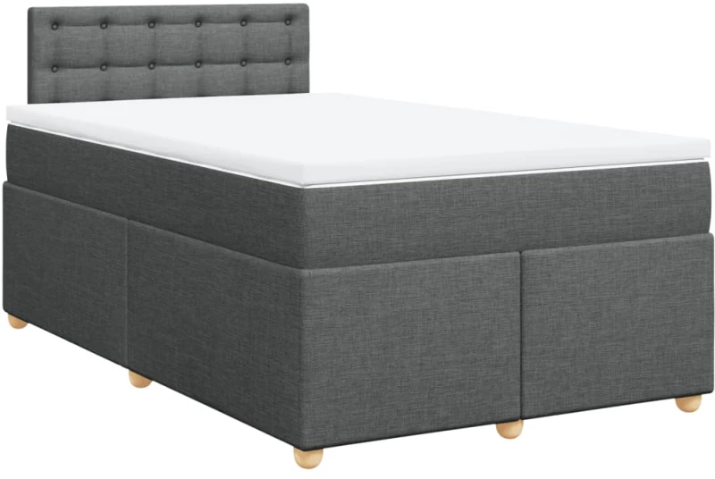 vidaXL Κρεβάτι Boxspring με Στρώμα Σκούρο Γκρι 120x190 εκ Υφασμάτινο