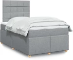 vidaXL Κρεβάτι Boxspring με Στρώμα Ανοιχτό Γκρι 120x200 εκ. Υφασμάτινο