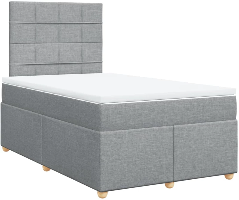 vidaXL Κρεβάτι Boxspring με Στρώμα Ανοιχτό Γκρι 120x200 εκ. Υφασμάτινο