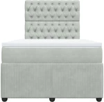 vidaXL Κρεβάτι Boxspring με Στρώμα Ανοιχτό Γκρι 120x200 εκ. Βελούδινο