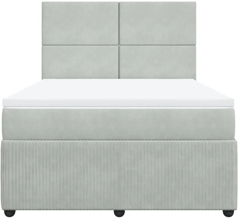 vidaXL Κρεβάτι Boxspring με Στρώμα Ανοιχτό Γκρι 140x190 εκ. Βελούδινο