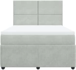 vidaXL Κρεβάτι Boxspring με Στρώμα Ανοιχτό Γκρι 140x190 εκ. Βελούδινο