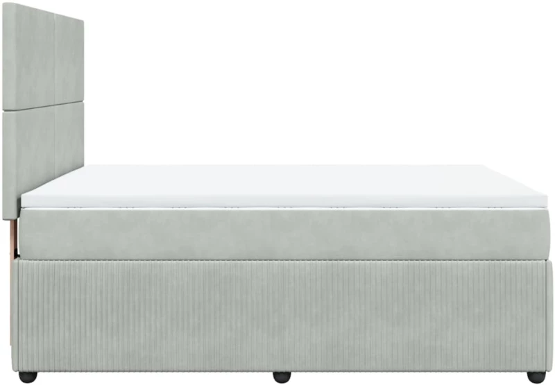 vidaXL Κρεβάτι Boxspring με Στρώμα Ανοιχτό Γκρι 140x190 εκ. Βελούδινο