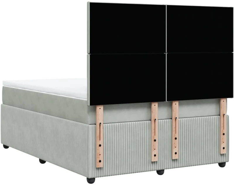 vidaXL Κρεβάτι Boxspring με Στρώμα Ανοιχτό Γκρι 140x190 εκ. Βελούδινο