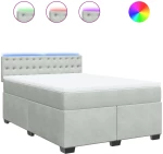 vidaXL Κρεβάτι Boxspring με Στρώμα Ανοιχτό Γκρι 160x200 εκ. Βελούδινο