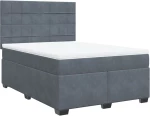 vidaXL Κρεβάτι Boxspring με Στρώμα Σκούρο Γκρι 160x200 εκ. Βελούδινο