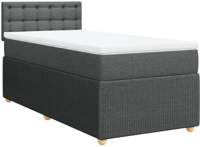 vidaXL Κρεβάτι Boxspring με Στρώμα Σκούρο Γκρι 90x190 εκ. Υφασμάτινο