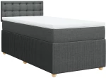vidaXL Κρεβάτι Boxspring με Στρώμα Σκούρο Γκρι 90x190 εκ. Υφασμάτινο