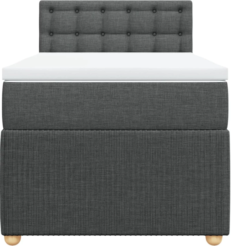 vidaXL Κρεβάτι Boxspring με Στρώμα Σκούρο Γκρι 90x190 εκ. Υφασμάτινο