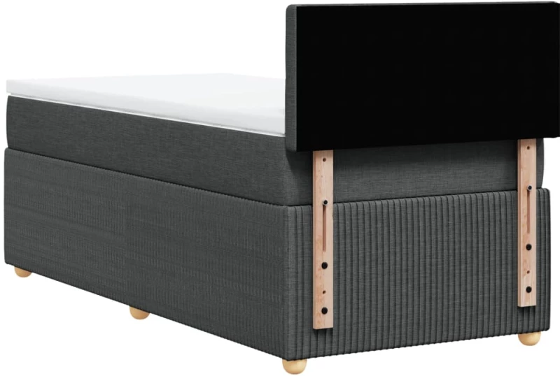 vidaXL Κρεβάτι Boxspring με Στρώμα Σκούρο Γκρι 90x190 εκ. Υφασμάτινο