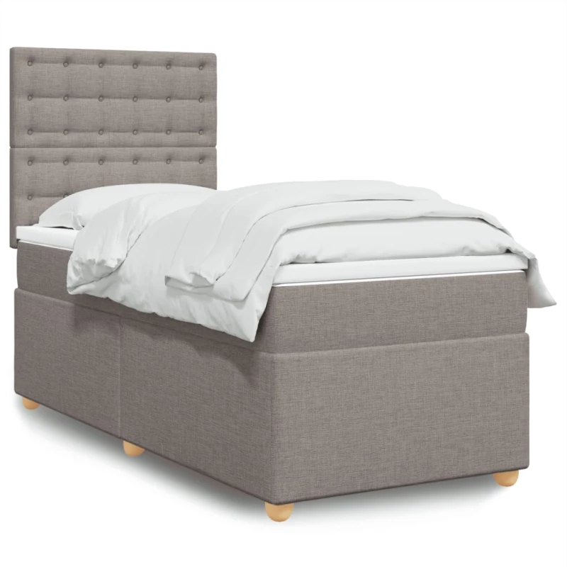 vidaXL Κρεβάτι Boxspring με Στρώμα Taupe 80x200 εκ. Υφασμάτινο