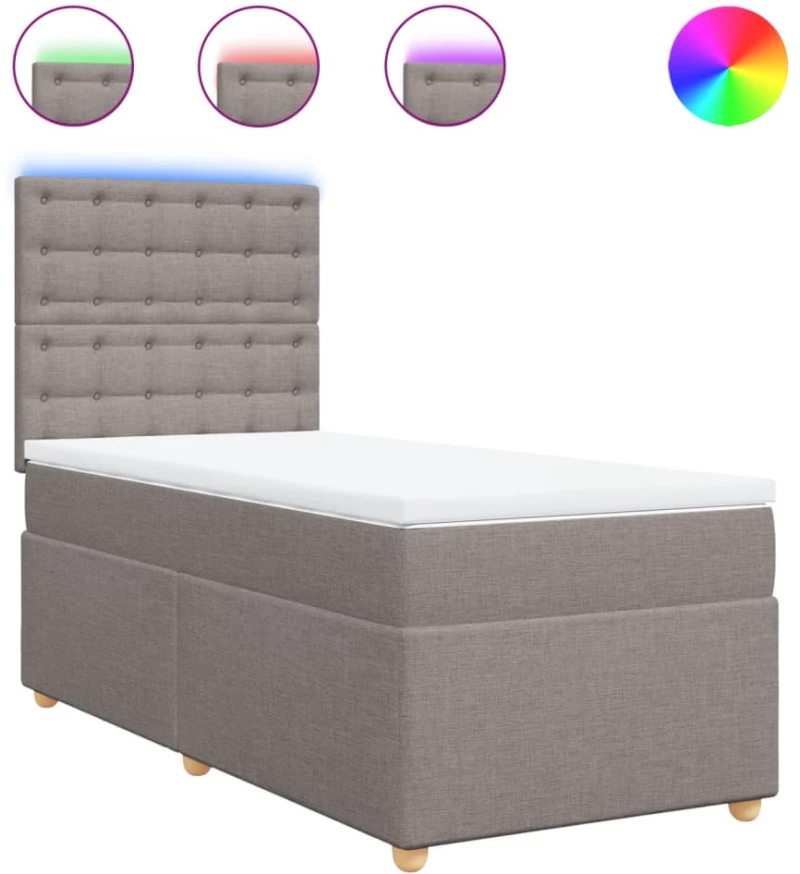 vidaXL Κρεβάτι Boxspring με Στρώμα Taupe 80x200 εκ. Υφασμάτινο