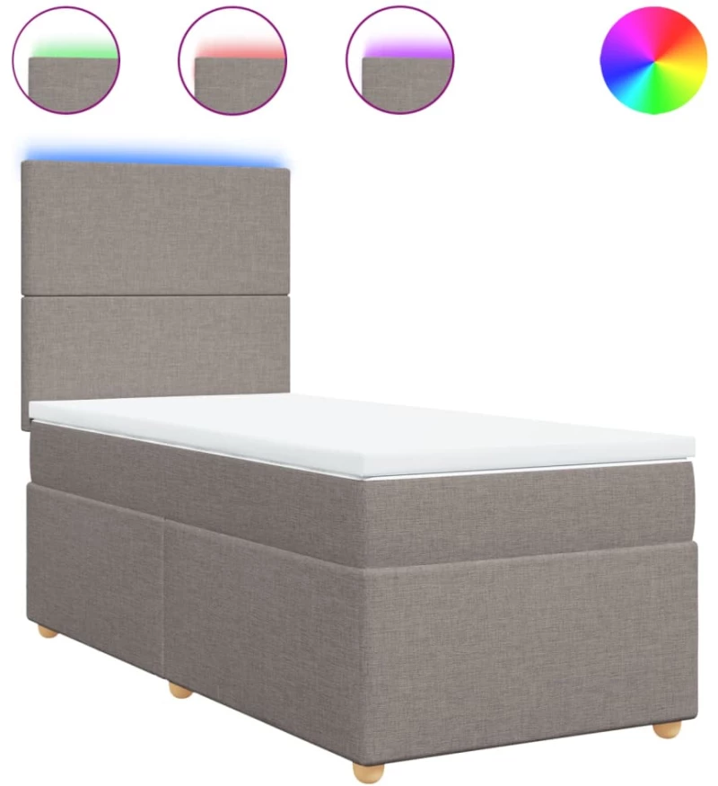 vidaXL Κρεβάτι Boxspring με Στρώμα Taupe 80x200 εκ. Υφασμάτινο