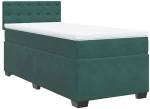 vidaXL Κρεβάτι Boxspring με Στρώμα Σκούρο Πράσινο 90x190 εκ. Βελούδινο