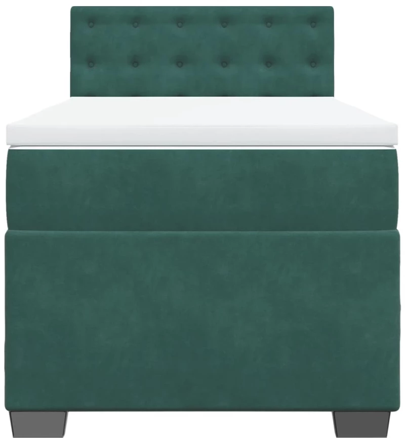 vidaXL Κρεβάτι Boxspring με Στρώμα Σκούρο Πράσινο 90x190 εκ. Βελούδινο