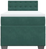 vidaXL Κρεβάτι Boxspring με Στρώμα Σκούρο Πράσινο 90x190 εκ. Βελούδινο